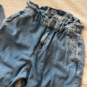 Zara womens high-waisted paperbag jeans